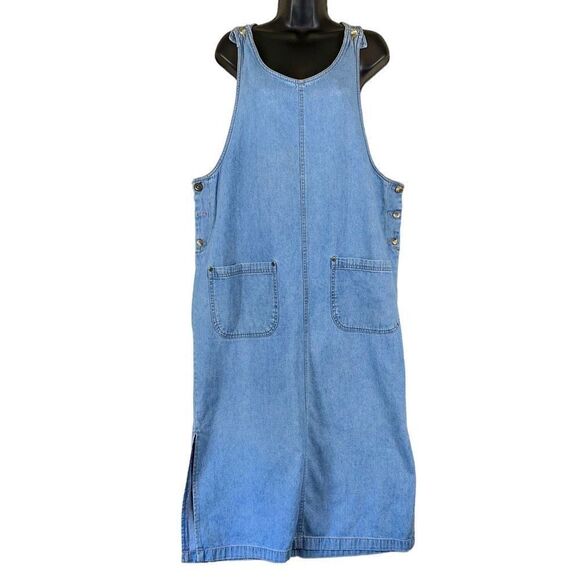 Vintage Blue J. 100% Cotton Cottage Denim Pocket Dress - Picture 1 of 8